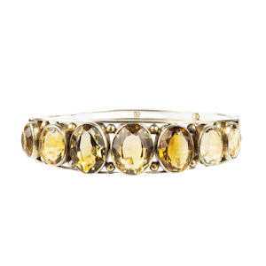 Faceted Citrine & Silver Bangle | English c.1900s