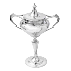 A stunning art nouveau large silver trophy cup