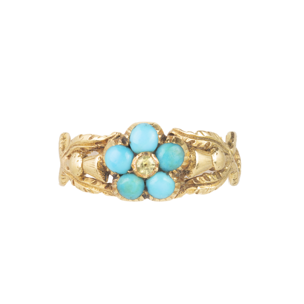 A Gold Turquoise Diamond Ring - image 1