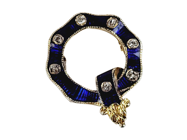 Antique Royal blue enamel and diamond garter sku 4981  DBGEMS - image 1