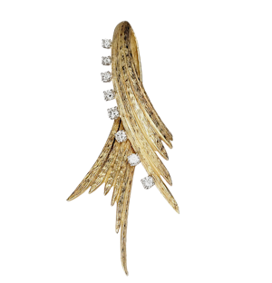 Stylish 1960's 18ct gold and diamond brooch sku 5023 DBGEMS