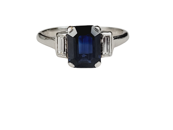 Art deco sapphire and diamond engagement ring sku 50 - image 1