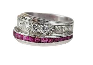 1930's ruby and diamond asymmetric dress ring sku 5025 DBGEMS