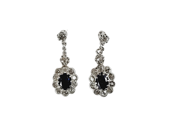 Antique sapphire and diamond drop earrings sku 5010  DBGEMS - image 1