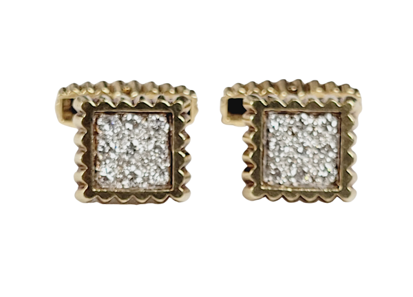 1960's gold and diamond cufflinks sku 4999  DBGEMS - image 1