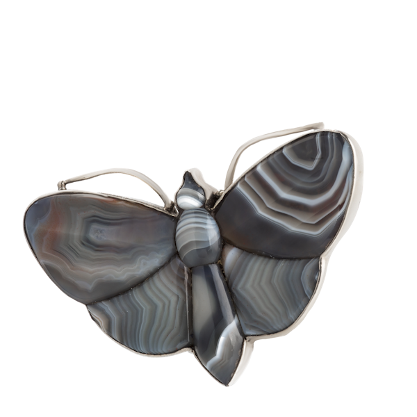 A Grey Agate Silver Butterfly - image 1