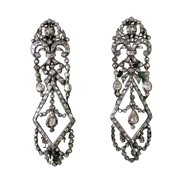 Pair of silver and diamonds earrings - image 1