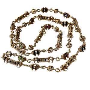 Enamelled gold chain