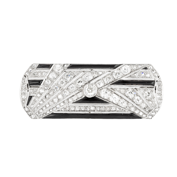 An Art Deco Diamond Onyx Brooch - image 2