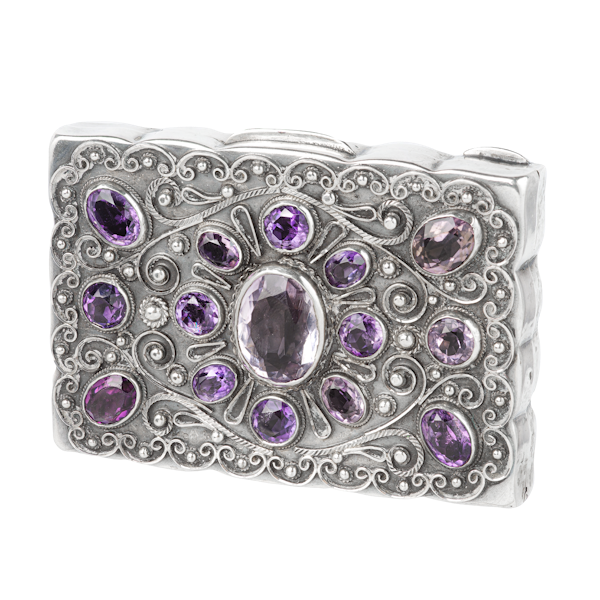 A French Silver Amethyst Pill box - image 1