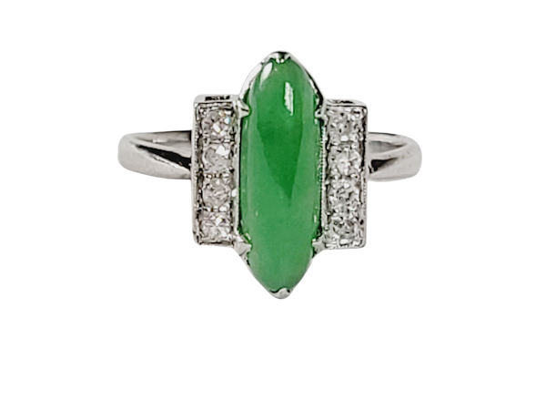 Art deco jade and diamond dress ring sku 5069  DBGEMS - image 1