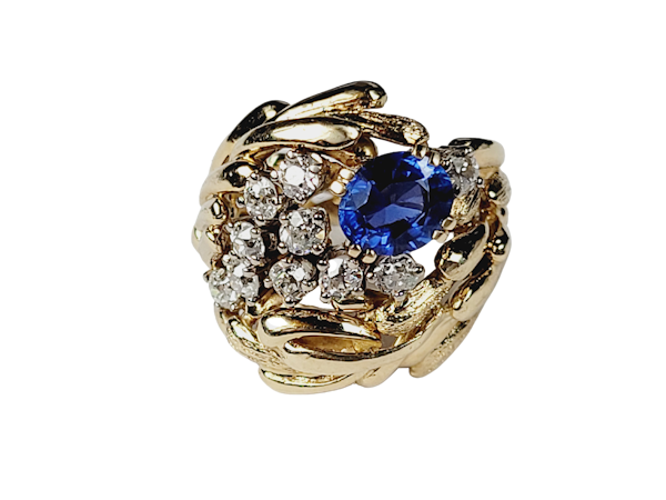 Vintage sapphire and diamond dress ring sku 5052  DBGEMS - image 1