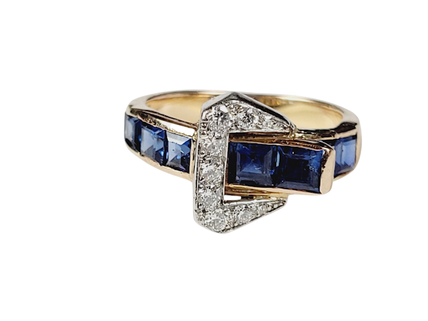 Art deco sapphire and diamond garter ring sku 5051  DBGEMS - image 1