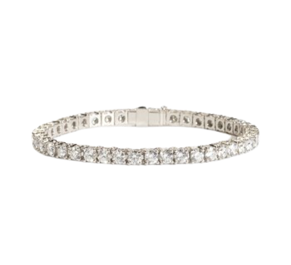 Modern Diamond And Platinum Line Bracelet, 9.90ct - image 1