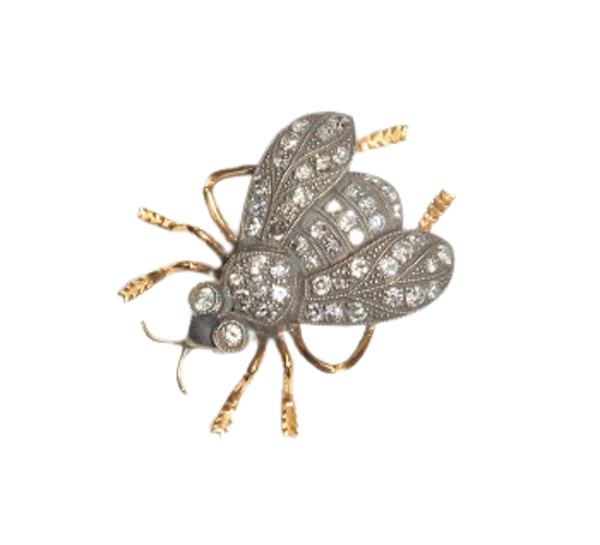Modern Diamond Silver And Gold Bee Brooch - image 1