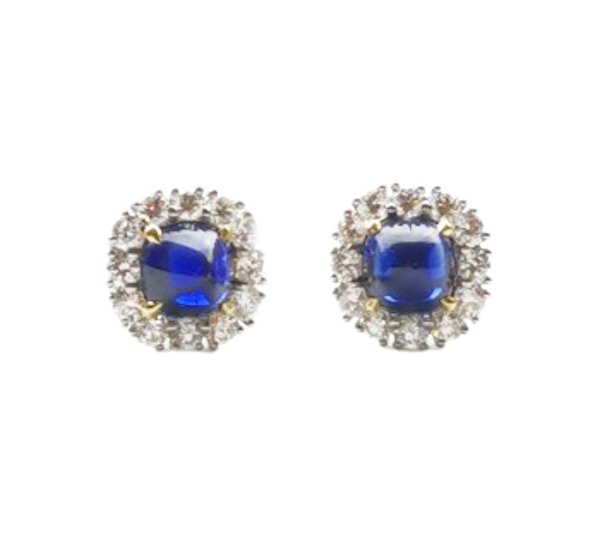 Sapphire, Diamond And Platinum Cluster Earrings, 2.83ct - image 1