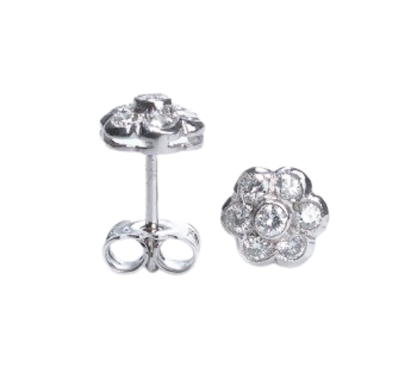 Diamond And White Gold Cluster Earrings. 0.75ct - image 1