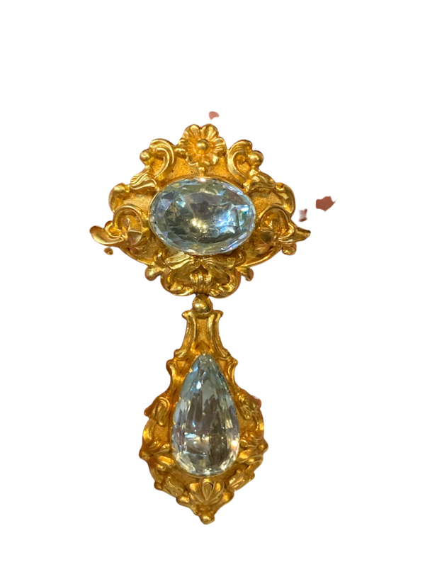 Georgian aquamarine and gold earrings - image 1