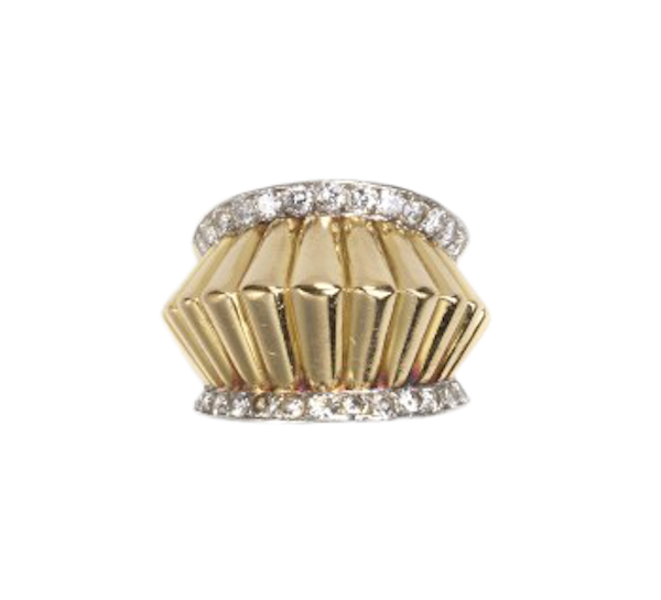 French Fluted Gold And Diamond Ring, Circa 1940 - image 1