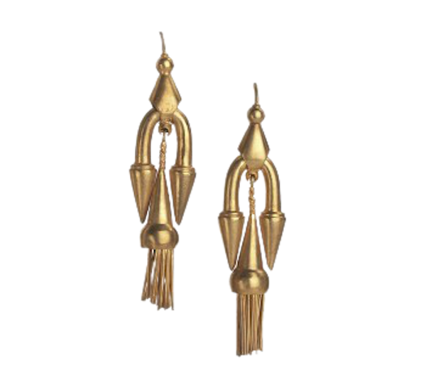 Victorian Gold Etruscan Style Drop Earrings - image 1