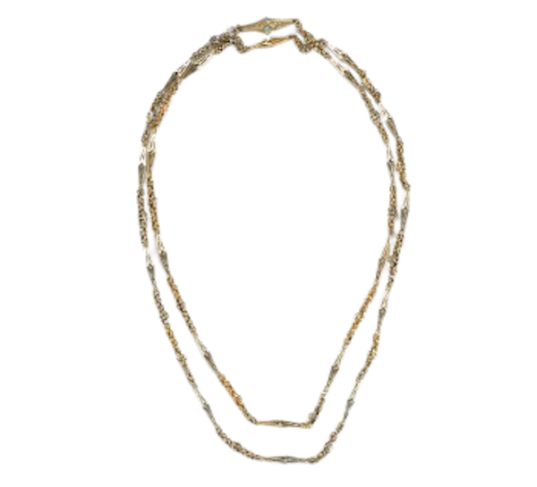 Victorian Gold Fancy Link Long Necklace - image 1