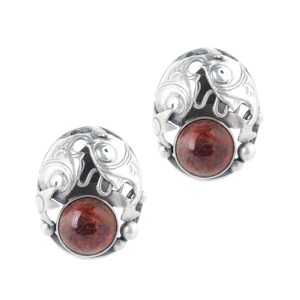 Sterling Silver & Amber Ear Clips | Niels Erik From | Danish c.1960s