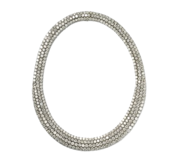 Diamond Multi-Row Platinum Necklace, 82.60ct - image 1