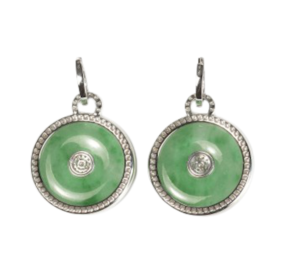 Jade And Diamond Drop Earrings, 4.50ct - image 1