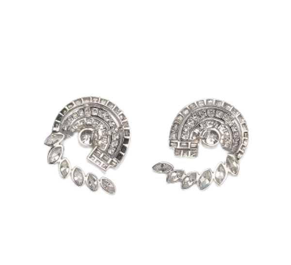 Vintage Diamond Platinum Earrings 6.75ct - image 1