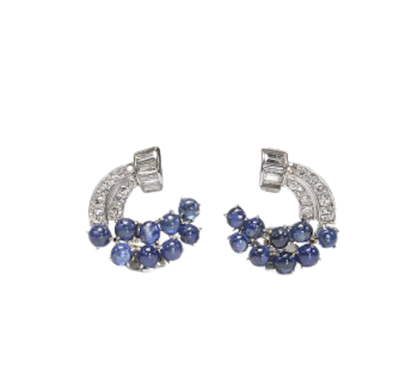 Vintage Sapphire Diamond And Platinum Earrings - image 1