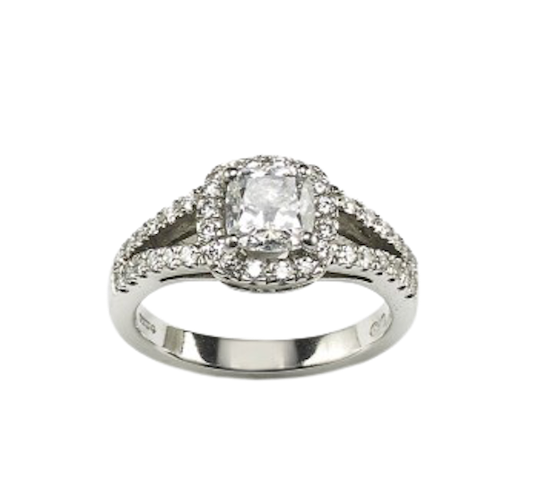 1.01ct D SI1 Cushion Diamond Platinum Ring - image 1