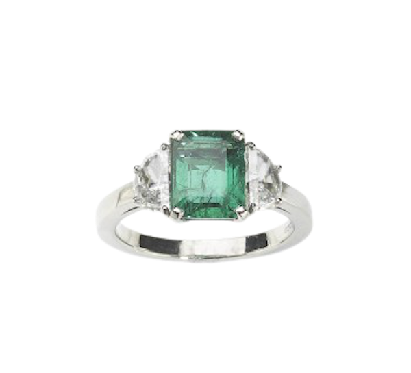 Emerald Diamond And Platinum Ring 2.00ct - image 1