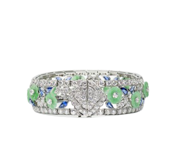 Jade Sapphire Diamond And Platinum Bracelet - image 1