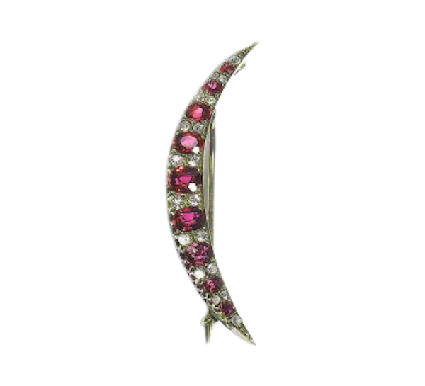 Antique Ruby And Diamond Crescent Brooch, Circa 1895 - image 1