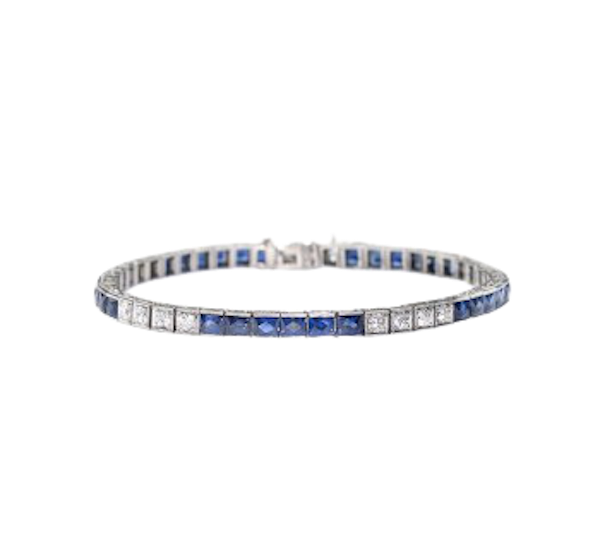 Art Deco Sapphire And Diamond Line Bracelet, Circa 1935 - image 1