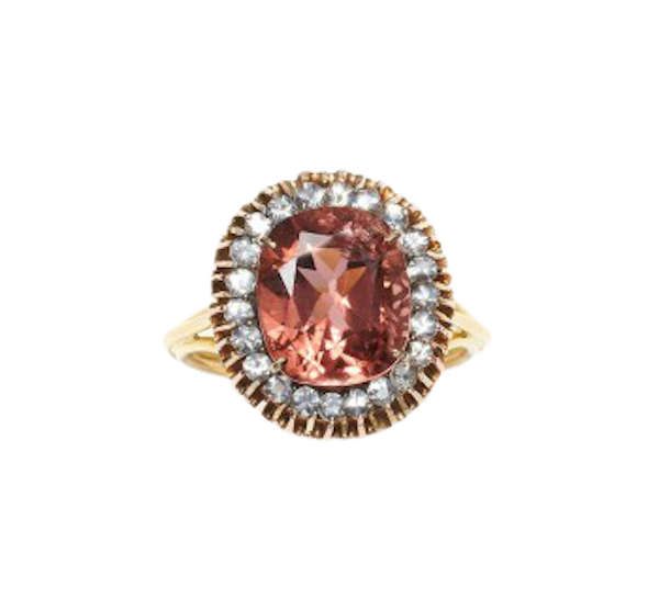 Pink Tourmaline And Gold Cluster Ring - image 1