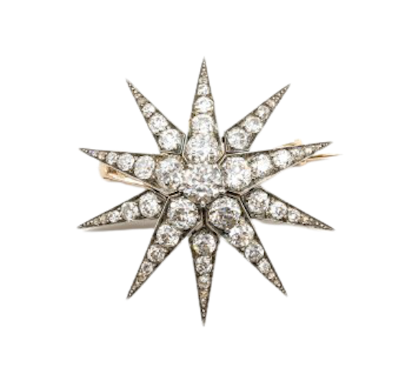 French Antique Diamond Silver And Gold Star Brooch, Circa 1880 - image 1