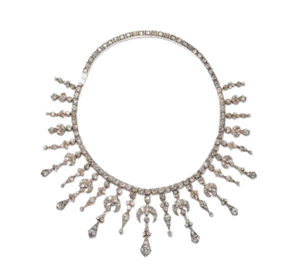 Antique Diamond Fringe Necklace, Silver-Upon-Gold, Circa 1880 - image 1