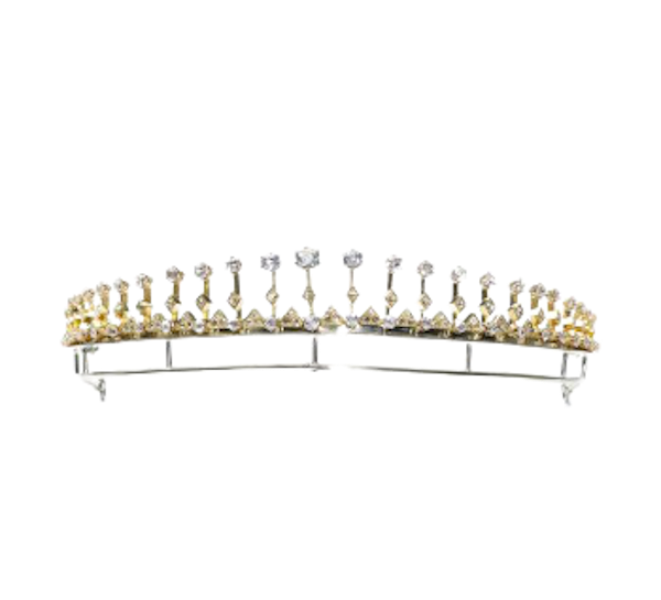 Antique Gold Diamond Fringe Tiara Necklace - image 1