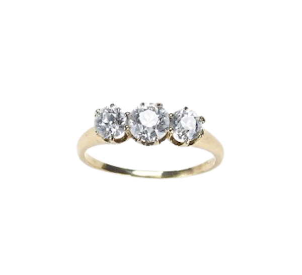 Three-Stone Diamond And Gold Ring 1.30 Carat, Circa 1920 - image 1