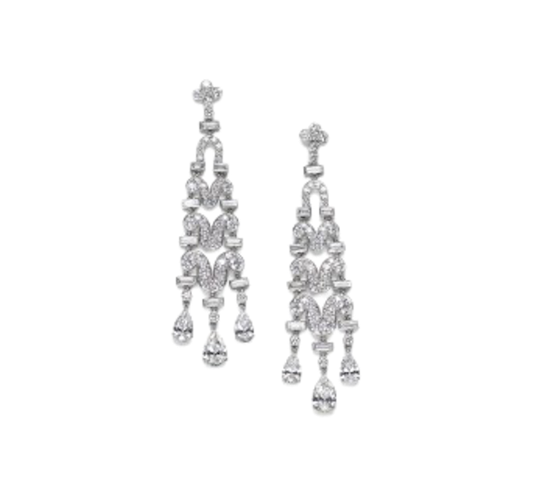 Modern Diamond And Platinum Drop Earrings, 9.06ct - image 1