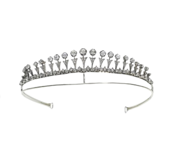 French Antique Diamond Fringe Tiara Necklace, 14.00 Carats - image 1
