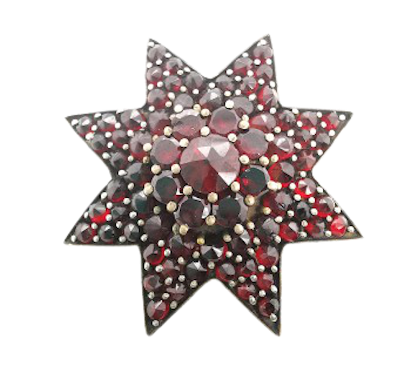 Antique Bohemian Garnet Star Brooch, Circa 1890 - image 1