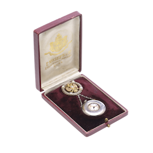 Russian Imperial presentation jewelled platinum and gold pendant watch, Moser & Co., St. Petersburg, 1908-1917