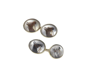 Reverse Crystal Horse Cufflinks, Circa 1915