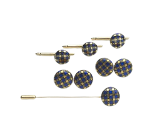 Vintage Tartan Enamel And Gold Dress-Set