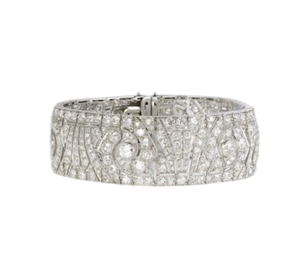 French Art Deco Diamond Platinum Bracelet - image 1