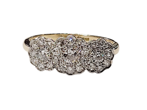 Edwardian three cluster diamond ring sku 5135 DBGEMS
