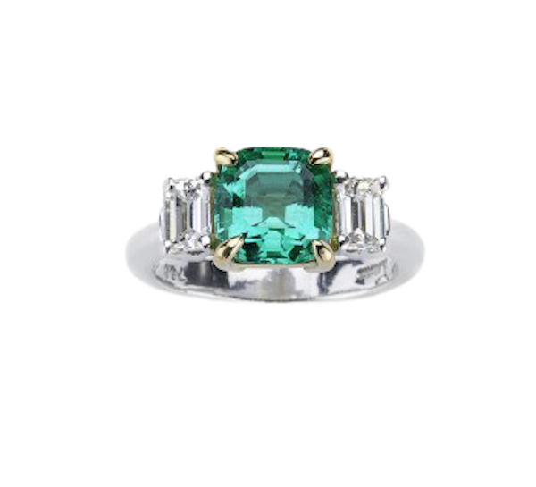 Colombian Emerald, Diamond, Platinum And Gold Ring - image 1