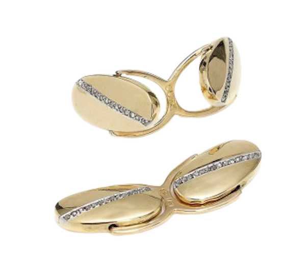 Gold Reversible Swivel Cufflinks With Diamonds, Circa 1920 - image 1